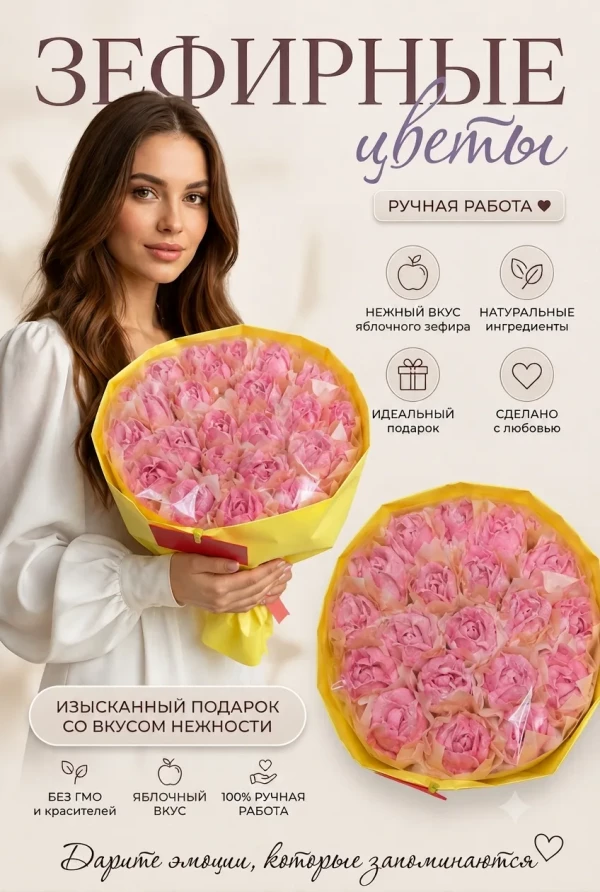 №1 Букет Зефирный Размер XL розовый,350г в Самаре